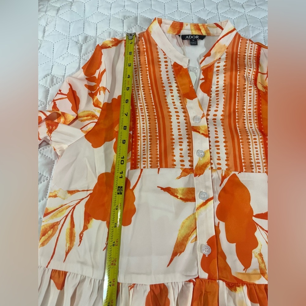 Ador Orange Floral Maxi Dress Medium NWT Boho Resort Vacation Flowy - Picture 8 of 10